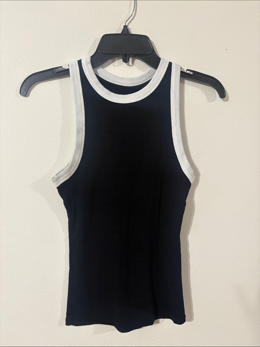 NWOT A New Day Black With White Trim Ribbed Tank Size S